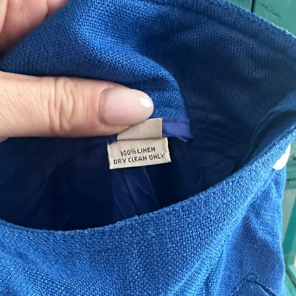 Vintage Linen Liz Sport Blue Women's Skirt with side button details